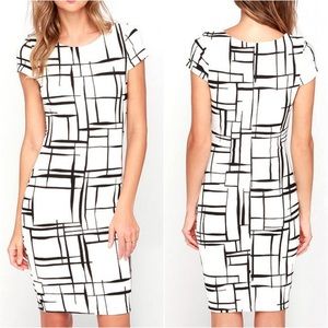 Lulu’s XS White Print Midi Bodycon Dress